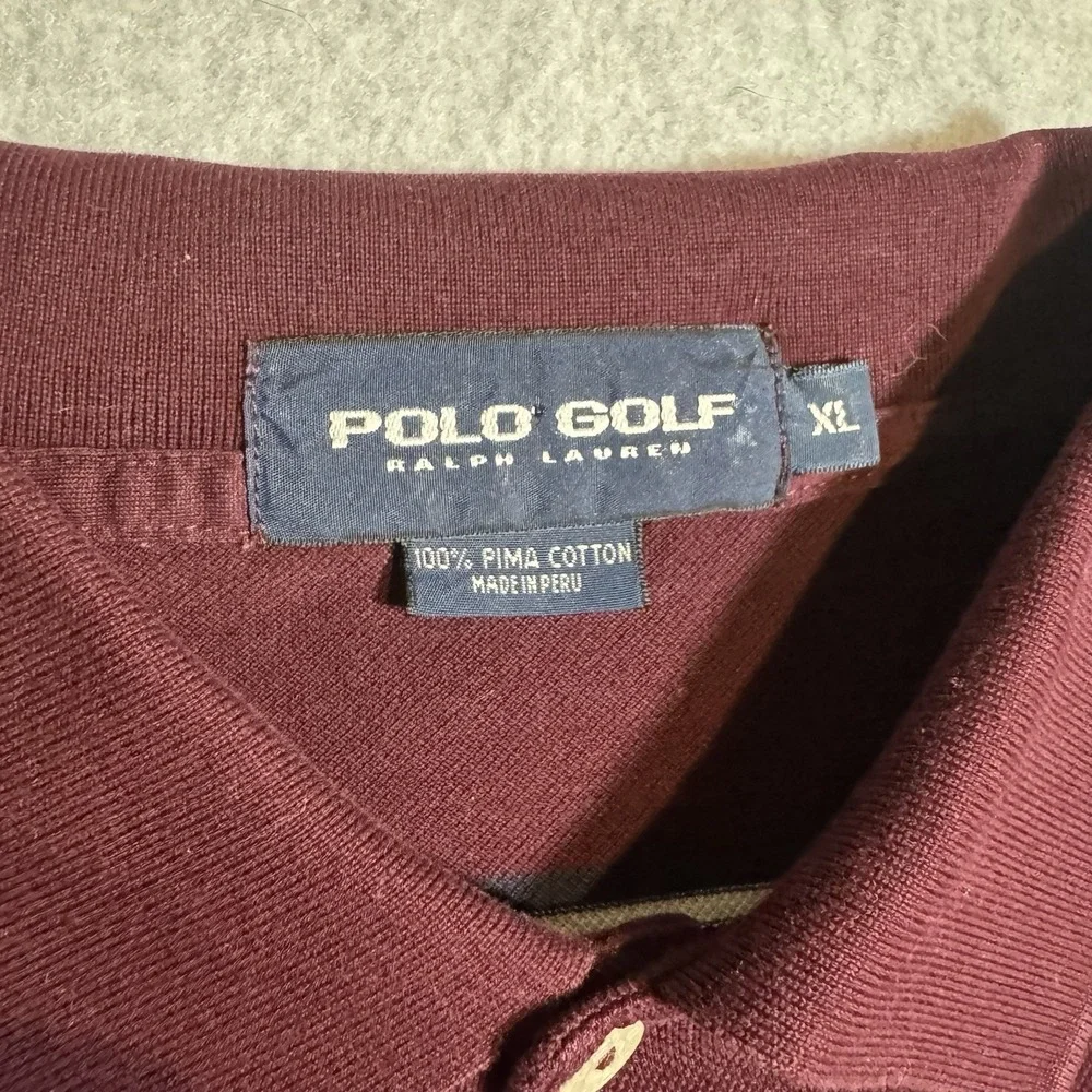 Polo Golf Ralph Lauren Shirt Mens Maroon XL Long Sleeve Rugby Golf Pine Valley